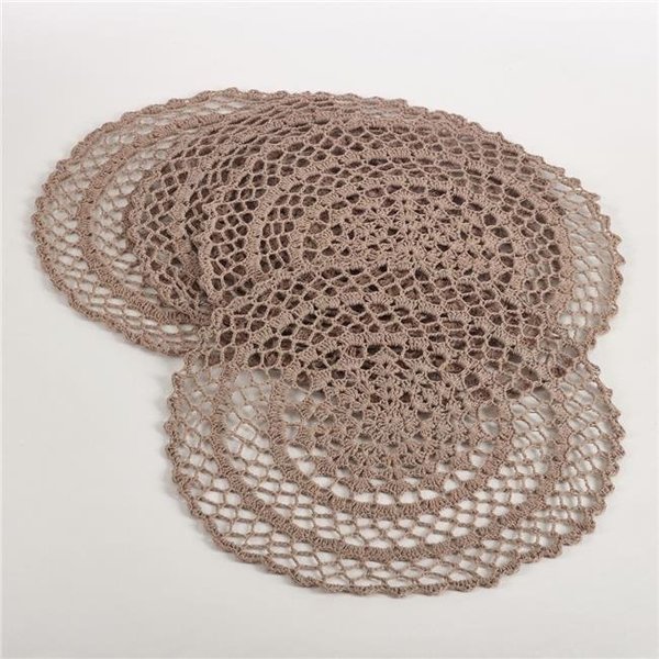 Saro Lifestyle SARO 8005.T15R 15 in. Round Crochet Design Placemat - Taupe  Set of 4 8005.T15R